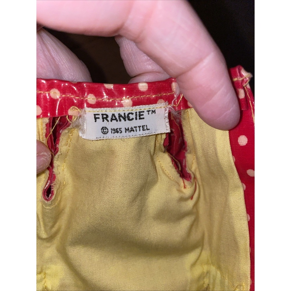 Vintage Barbie Francie Polka Dots n Raindrops #1255 Red Vinyl Raincoat Francie - Picture 2 of 4